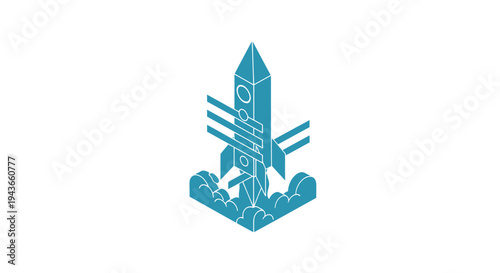 Stylized Rocket Launching with Big Ben Design.