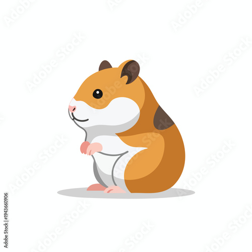 Adorable cartoon hamster with brown, white, and orange fur, sitting