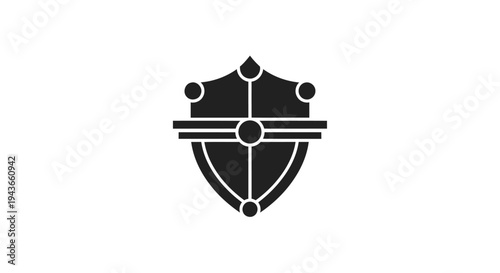 Stylized Shield Emblem with Crown and Geometric Elements.