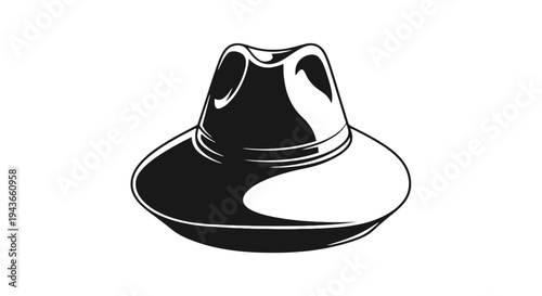 Cowboy hat, black and white vector, western fashion icon, hat illustration