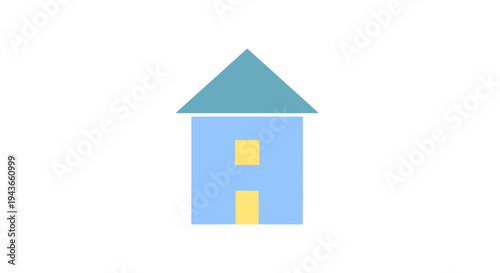 Vector house icon, blue and yellow