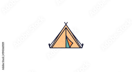 Vector illustration of a single orange tent