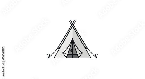 Vector camping tent icon, minimalist design