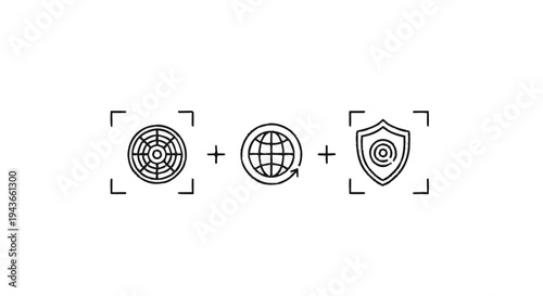 Target Globe Shield Security Concept Icons.