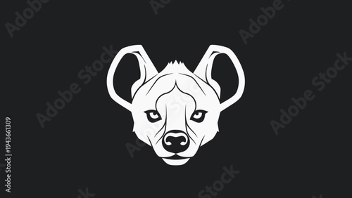 Stylized White Hyena Head Illustration on Dark Background.