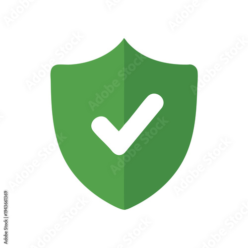 Green shield with a white check mark, symbolizing safety and approval