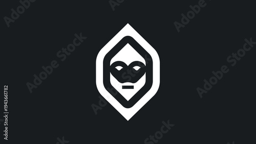Stylized Monochromatic Face Logo Design.