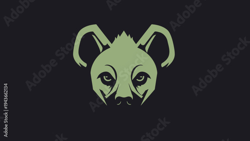 Stylized illustration of a hyenas face with large ears.