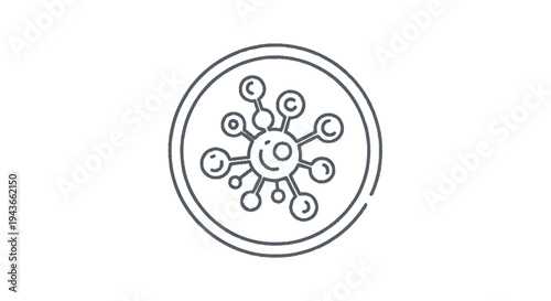 Stylized Icon of a Microbe or Virus in a Circle.