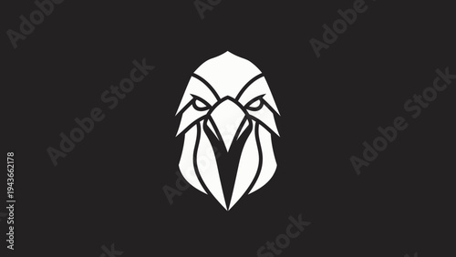 Stylized White Eagle Head Emblem on Black Background.