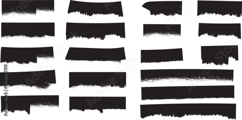 Set of 20 black brush stroke banners vector