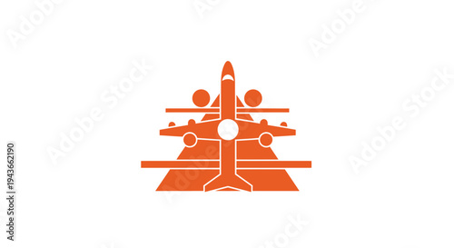 Stylized Orange Airplane Icon on White Background.