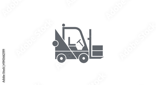 Stylized Icon of a Forklift Truck for Industrial Use.