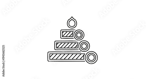 Stylized Stacked Candles with Burning Flame Icon.