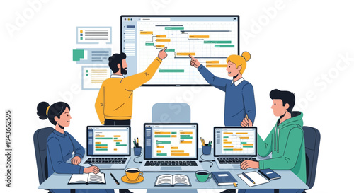 Team Collaborating on Project Management Strategy.