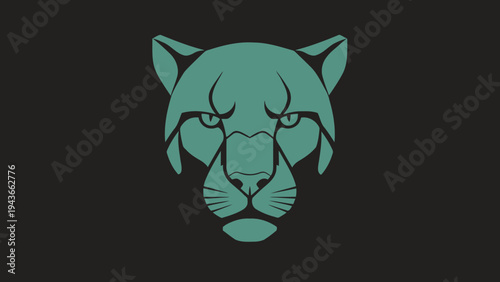 Stylized Teal Cheetah Face on Dark Background.