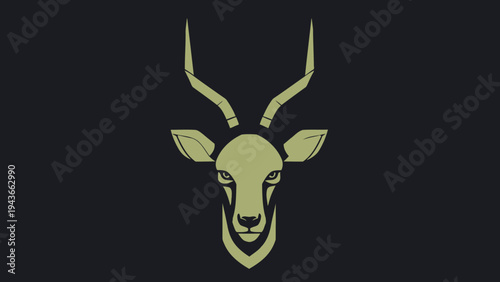 Stylized Impala Head with Majestic Antlers on Dark Background.