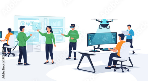 Team Collaborating on Advanced Technology Project.