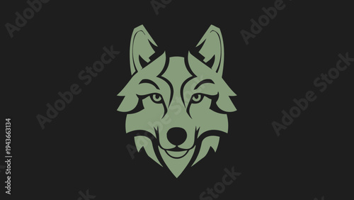 Stylized Wolf Head Emblem with Intense Gaze.