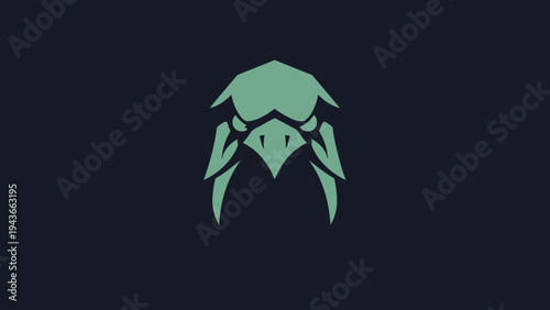 Stylized minimalist crab icon with teal green color palette.