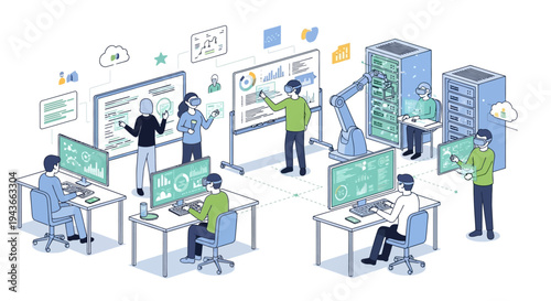 Team Collaborating on Advanced Technology Project.