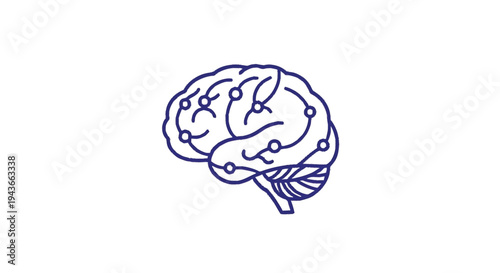 Stylized Outline of Human Brain with Neural Connections.