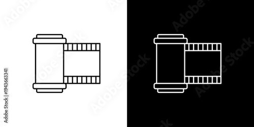 Vintage film reel icon in black and white, symbolizing photography and creativity
