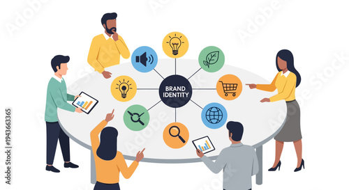 Team Collaborating on Brand Identity Development Strategy.