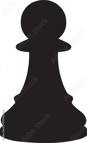 A classic black chess pawn standing upright on a plain background Vector, illustration