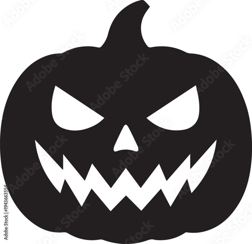 Classic jack-o'-lantern with a spooky carved face design Vector, illustration