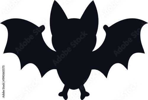 Black bat silhouette with wings fully spread vector illustration EPS PNG file