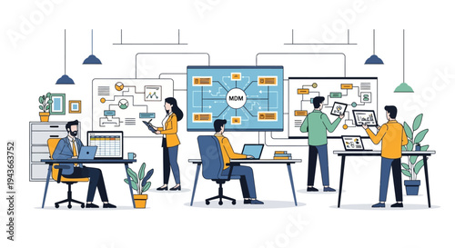 Team Collaboration and Brainstorming Session in Modern Office.