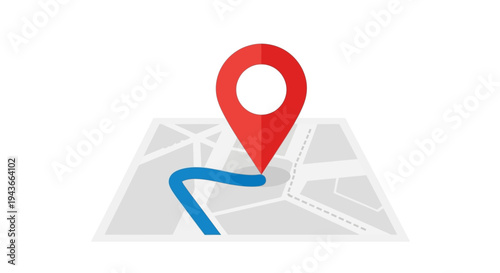 Location Pin on Map with Route, Navigation and GPS Concept