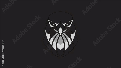 Stylized Owl Face Logo Design Minimalist Geometric.