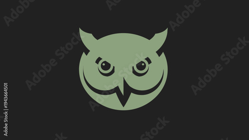 Stylized Owl Face Logo Design Minimalist.