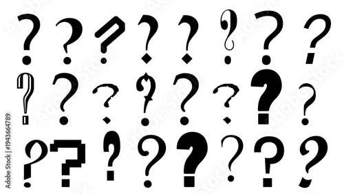 Various type of black question mark vector, 