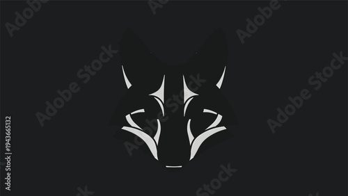 Stylized Wolf Head Silhouette Minimalist Design.