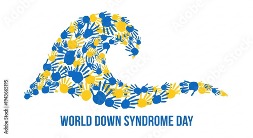 World down syndrome day awareness ribbon hands symbol
