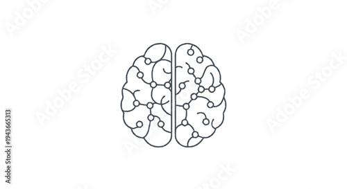 Stylized Line Art of a Human Brain with Neural Connections.