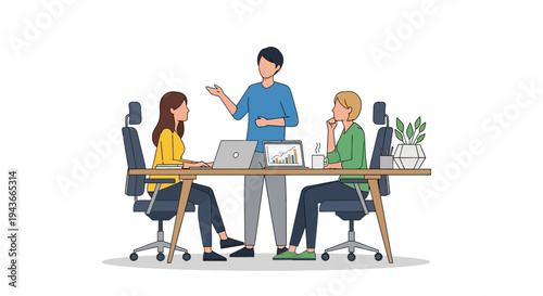 Team collaborating in a modern office meeting.
