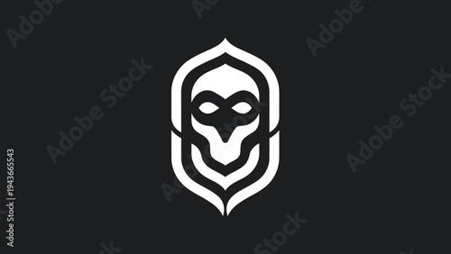 Stylized Owl Mask Logo Design Minimalist.