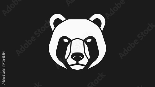 Stylized Panda Bear Face Minimalist Graphic Design.
