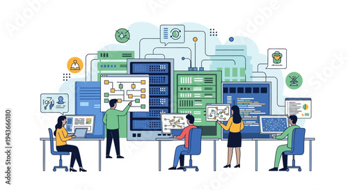 Team Collaborating on Data Center and Network Infrastructure.