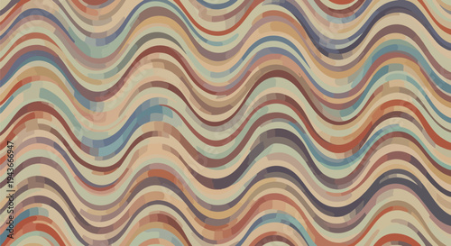 Colorful, wavy, abstract background composed of repeating, curved stripes