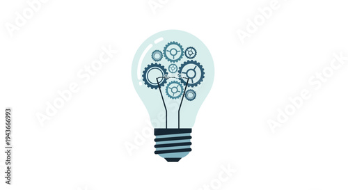 Lightbulb with gears inside representing innovation, ideas, and mechanical thinking