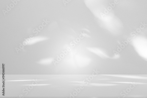 Wall interior background, studio and backdrops show products.with shadow from window color white and grey. background for text insertion and presentation product	