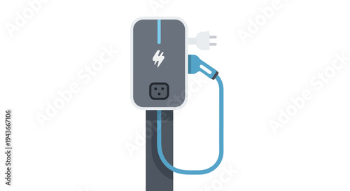 Electric Car Charging Station Icon, Modern EV Charger, Clean Energy Concept