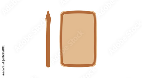 Artist's Brush and Blank Canvas on White Background