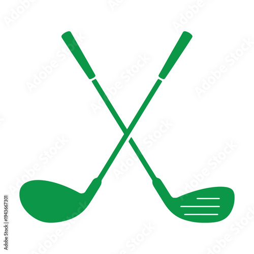 Two crossed golf clubs symbolizing the sport of golf and its equipment