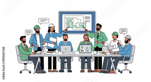 Team of Engineers Collaborating in a Meeting Room.